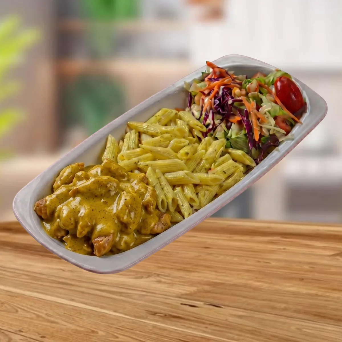 Köri Soslu Tavuk Salata Makarna